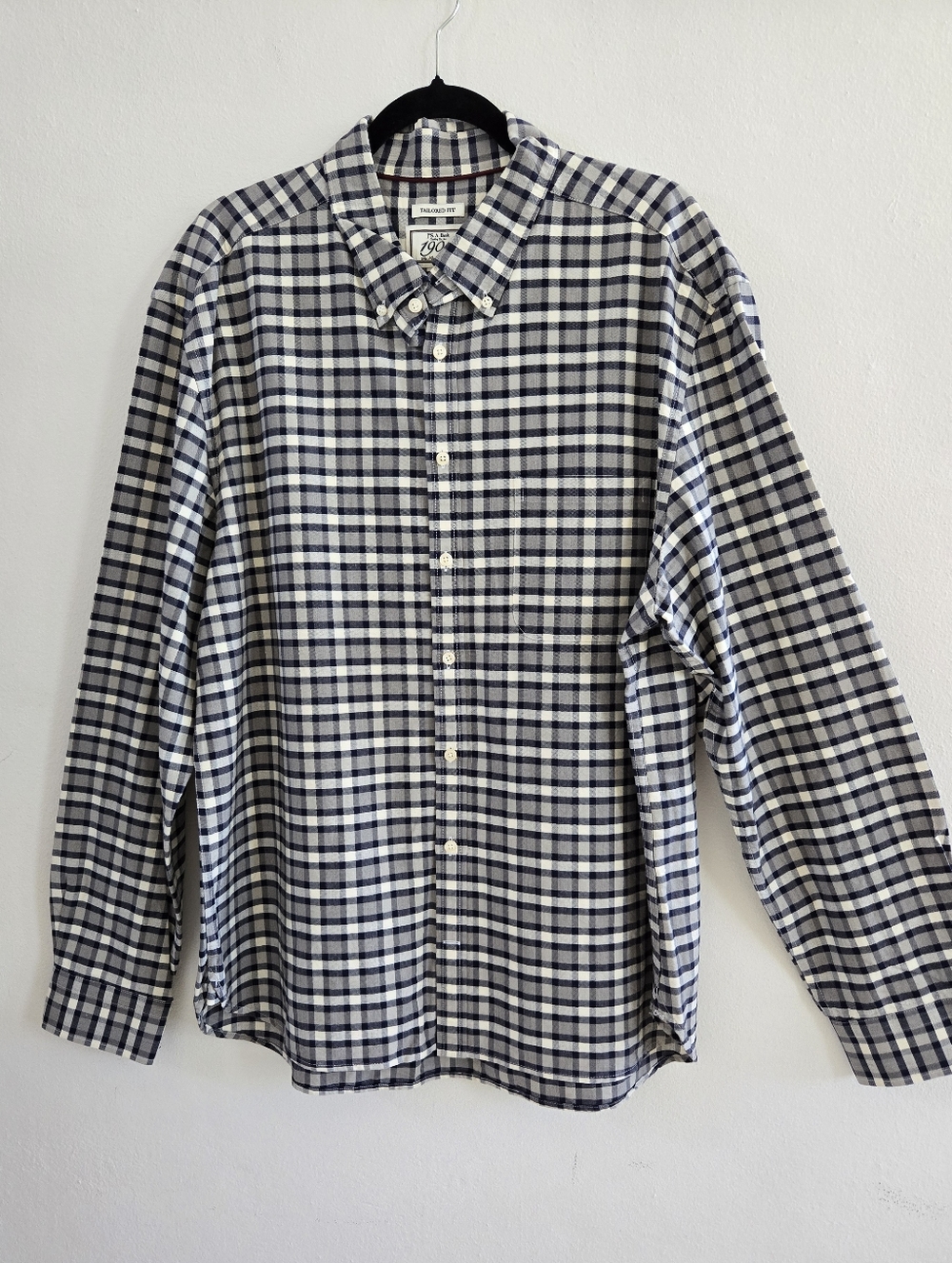 JoS.A.Banks 1905 Tailored Fit Navy and White Check Button-Down Shirt Size XXL